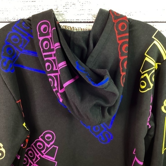 ADDIDAS GIRLS SIZE L 14/16 FLEECE HOODIE SWEATER SPORT LOGO KIDS NWT - Picture 9 of 14